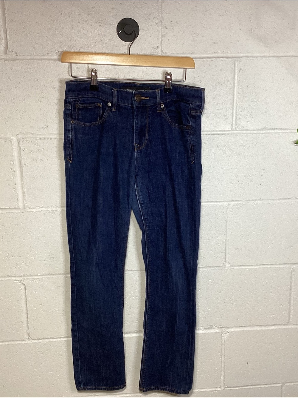 Express Women's Dark Blue Straight Leg Jeans